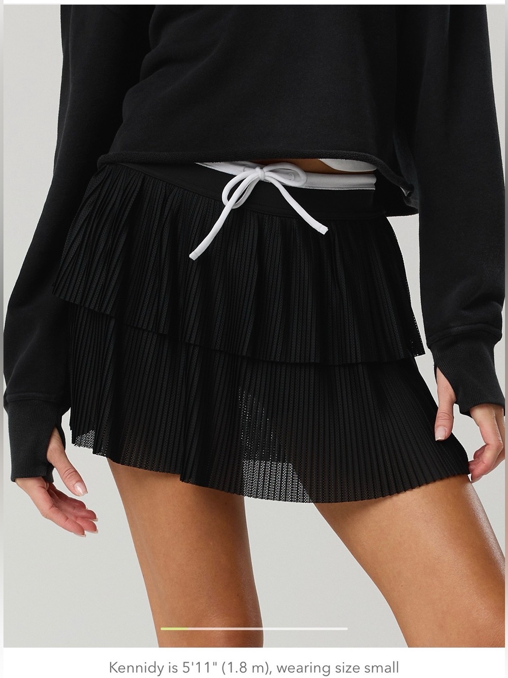 Offline by aerie mesh pleated tiered skort with white waistband.